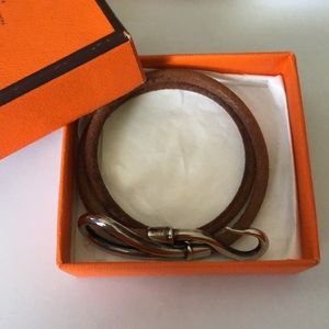 AUTHENTIC Hermès Jumbo Hook Double Tour Wrap Brown Leather Bracelet